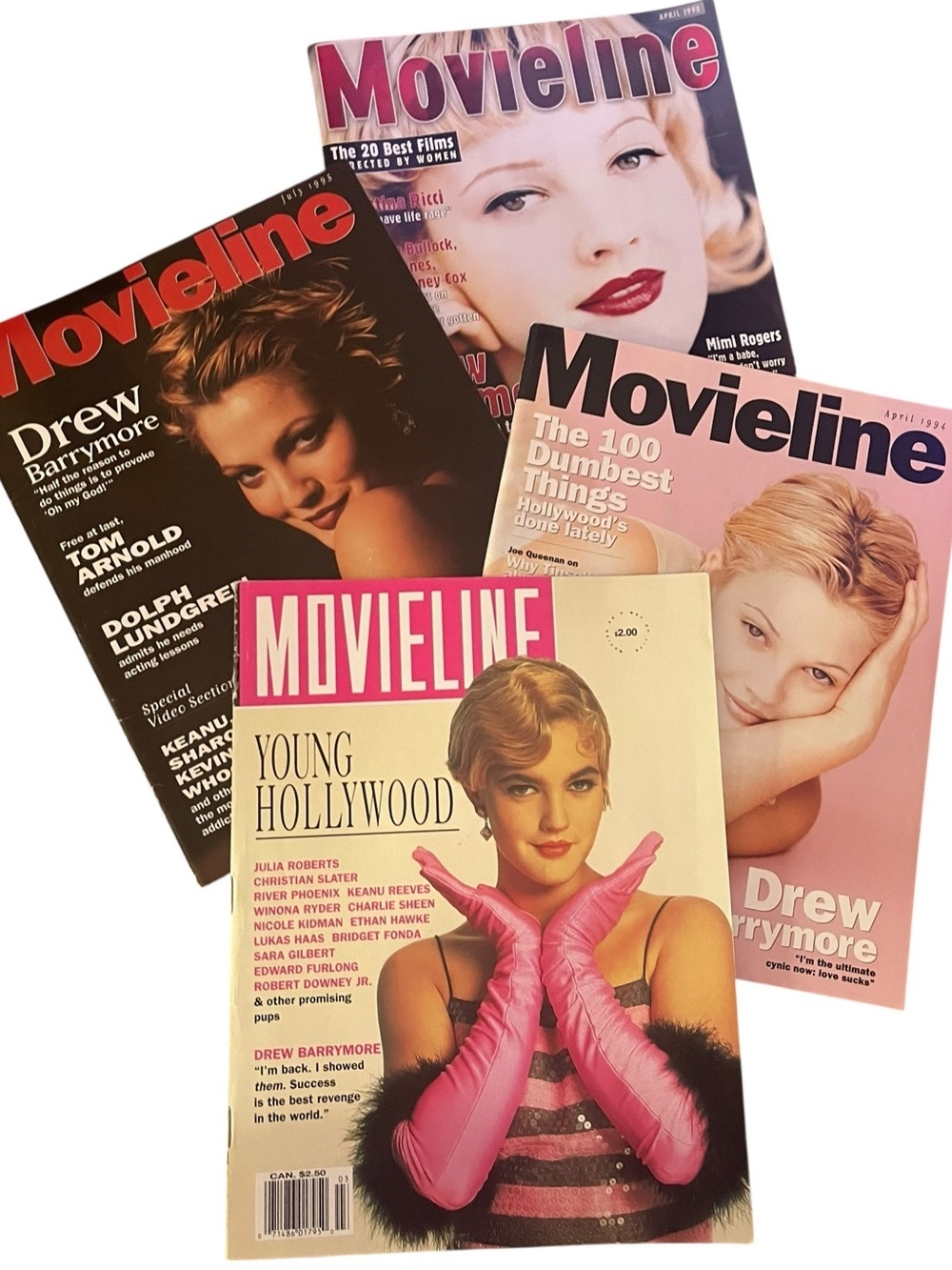 Vintage 90s Movieline Magazine Lot Drew Barrymore Christina Ricci Winona Ryder